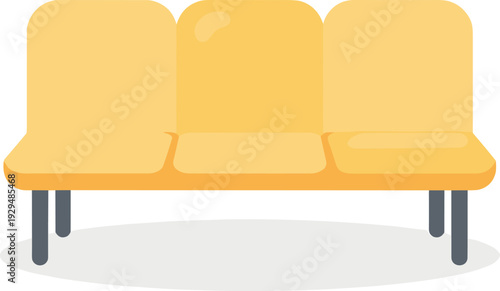 Illustration of a three seater bench, suitable for waiting areas or public spaces