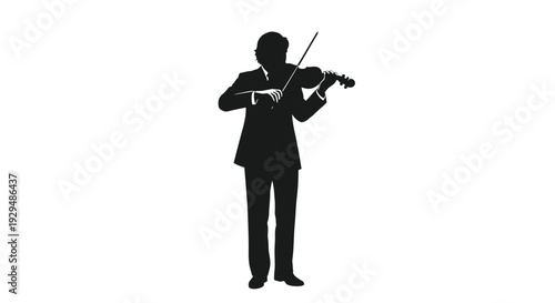 Silhouette of a man playing violin in a suit on white background elegant musician performing classical music