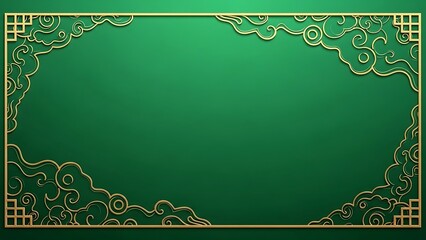 Elegant green background with ornate golden border design