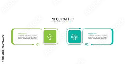Infographic design with icons and 2 options or steps. Infographic for business concepts. Can be used for presentation banners, workflow layouts, process diagrams, flowcharts, and infographics.