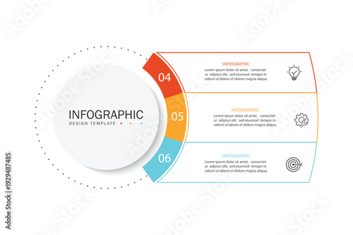 Vector infographic label design with circle infographic template design and 3 options or steps.