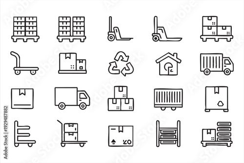 Shipping and Distribution Vector Icons for Logistics Management
