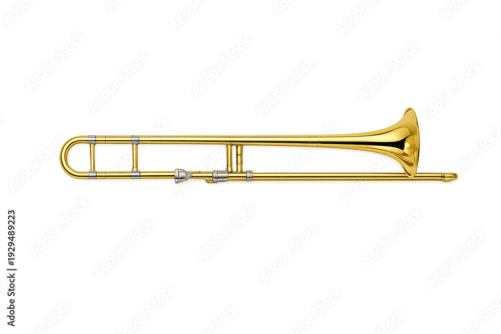 Obraz premium Golden trombone on gradient background with soft lighting