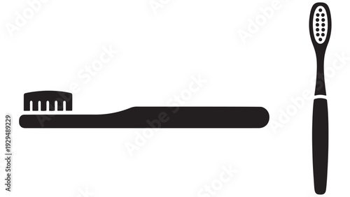 Bamboo Toothbrush Set Silhouette With Minimal Eco-Friendly Oral Care Design, Black Solid Sustainable Hygiene Icon Isolated On White Background