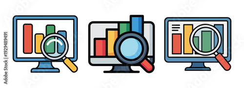 Digital marketing analytics report screen vector illustration eps 10