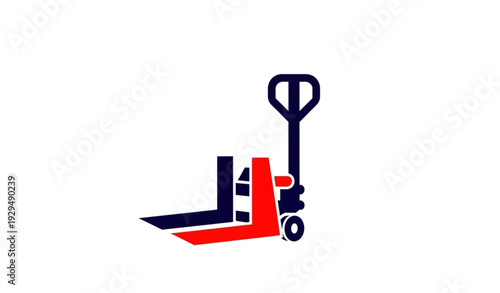 A minimalist vector graphic of a pallet jack with boxes
