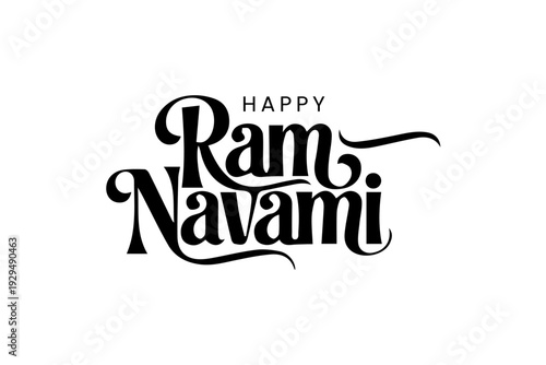 Happy Ram Navami Elegant Script Typography with Arrow Element