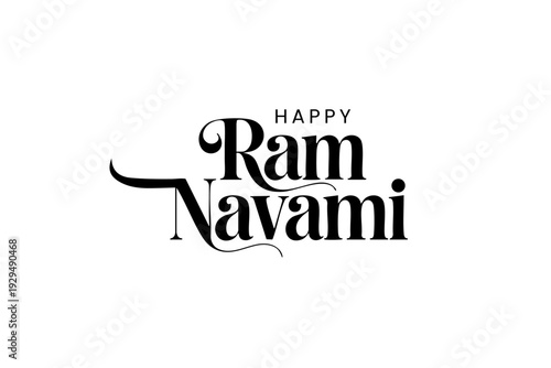 Happy Ram Navami Elegant Script Typography with Arrow Element