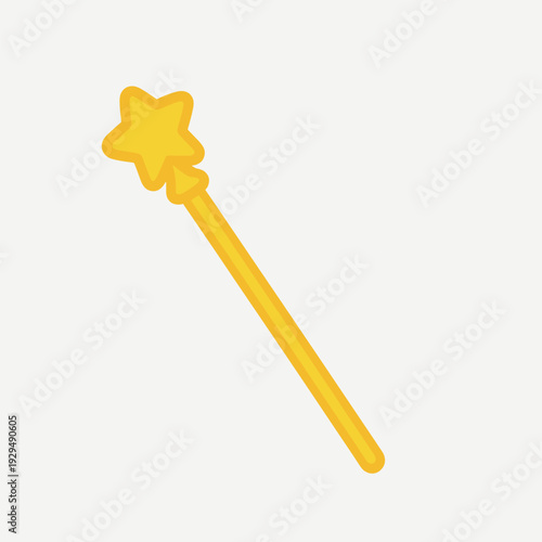 Golden star wand on a white background for magical fairy tales or wish fulfillment