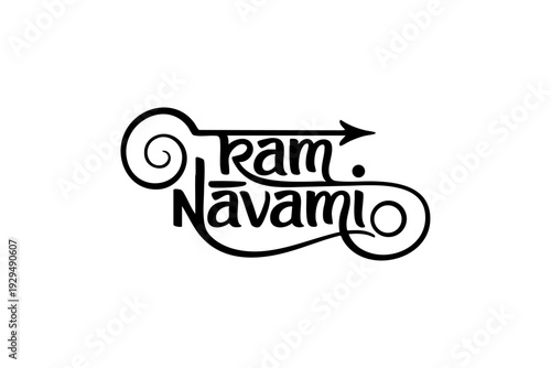 Happy Ram Navami Elegant Script Typography with Arrow Element