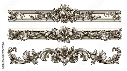 Intricate baroque floral flourish borders: ornate, antique, and richly detailed decorative elements