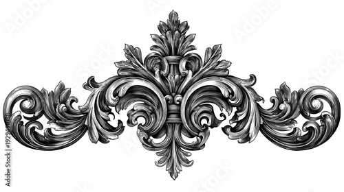 Intricate baroque ornamental divider flourish elements in rich, detailed black and white engraving style