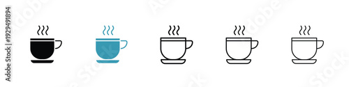 Cup of coffee icon in line art style on white background for graphic and web design.