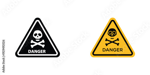 Danger signs in line art style on white background for graphic and web design.