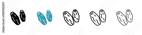 Date fruit icon in line art style on white background for graphic and web design.