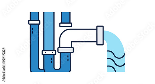 Plumbing System Illustration with Flowing Water.