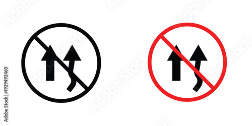 Do not overtake traffic signs in line art style on white background for graphic and web design.