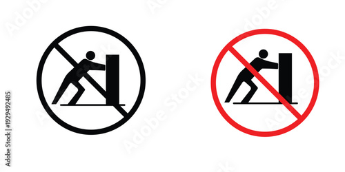 Do not push signs in line art style on white background for graphic and web design.