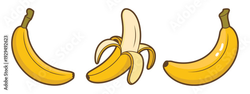 Banana fresh yellow ripe bananas peeled slices and unpeeled fruit natural healthy food