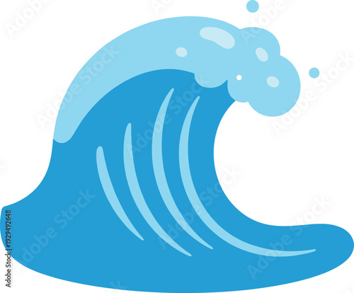 Cartoon ocean wave with sea foam illustration on a white background