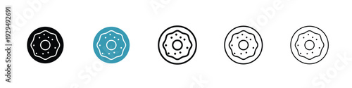 Doughnut icon in line art style on white background for graphic and web design.