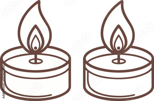 Minimalist Vector Icon of Single Lit Candle with Geometric Flame