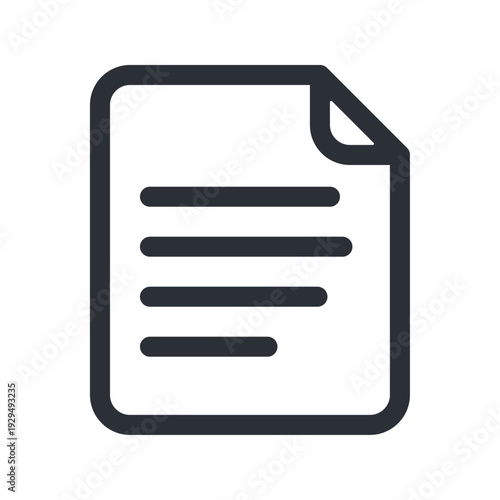 シンプルな書類・ドキュメントのモノクロ線画アイコン