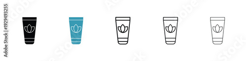 Face wash icon in line art style on white background for graphic and web design.