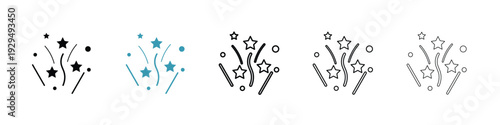 Fireworks icon in line art style on white background for graphic and web design.
