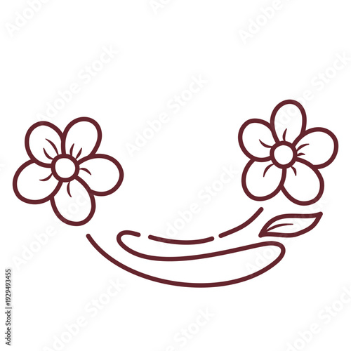 Flowers smiling curve line art nature graphic icon element
