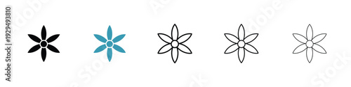 Flowers icon in line art style on white background for graphic and web design.