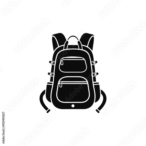 Simple Modern Backpack Icon isolated on White Background