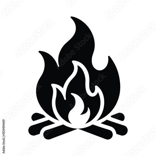 Simple Minimalist Campfire Icon isolated on White Background