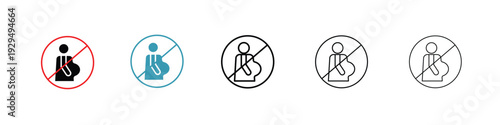 Forbidden pregnant icon in line art style on white background for graphic and web design.