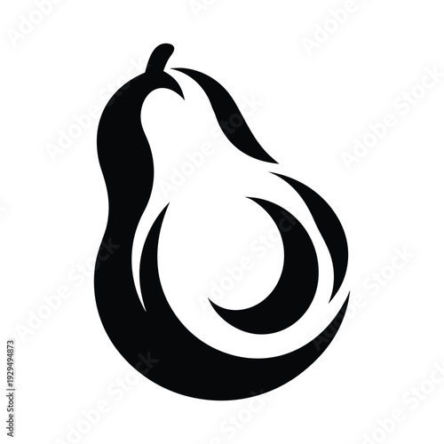 Modern Minimalist Pear Icon isolated on White Background