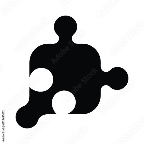 Modern Minimalist Puzzle Piece Graphic isolated on White Background