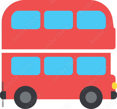 Simple stylized illustration of a red double decker bus on white background