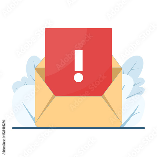 Illustration of email spamming attack and fraud alert concept, highlighting cybersecurity risks, phishing threats, and online communication security in modern design.