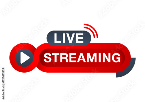 Live streaming rounded button in bold modern style