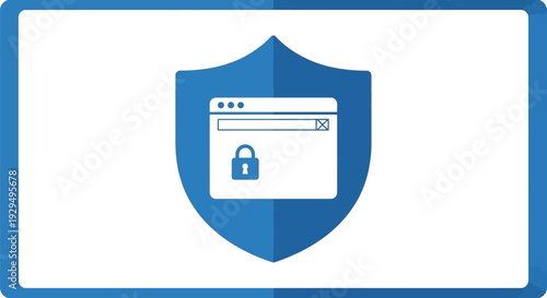 Secure Web Browser Shield Icon Digital Security Concept.