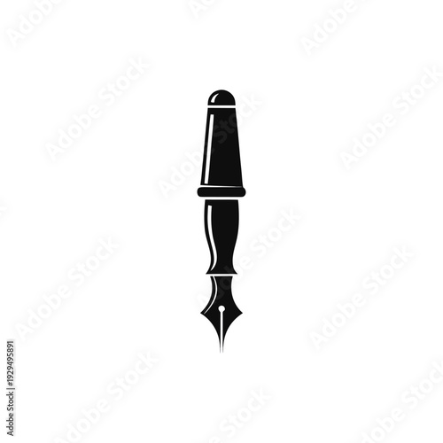 Minimalist Modern Fountain Pen Illustration isolated on White Background