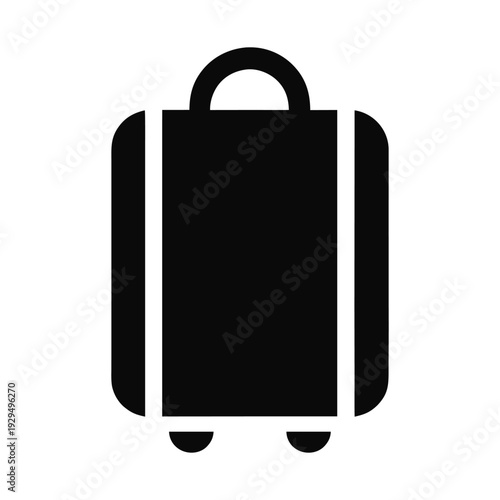 Minimalist Black Luggage Icon Simple Travel Concept isolated on White Background