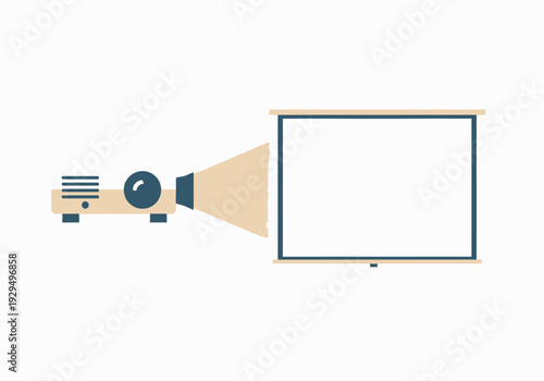 Projector Shining Light Onto Blank Screen.