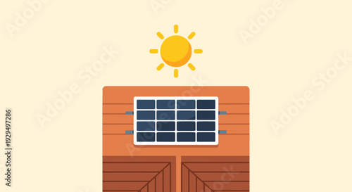 Solar Panel on Rooftop Generating Clean Energy from Sun.