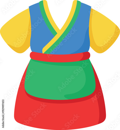 Colorful traditional garment of a south korean servant in an appealing design