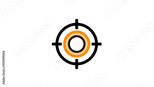 Black and Orange Crosshairs Target Icon Representing Focus and Accuracy on Isolated White Background