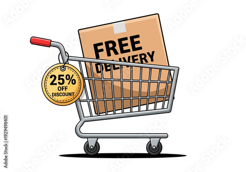 Shopping Cart with Free Delivery and Discount Offer.