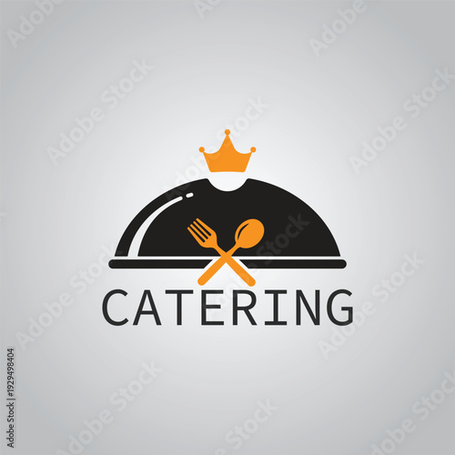 Luxury Catering Logo with Crown and Food Cloche Plate