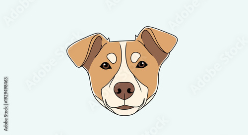 Cute Cartoon Jack Russell Terrier Dog Head Illustration on a Light Blue Background
