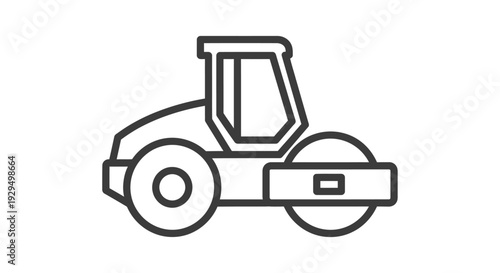 Simple Line Art Illustration of a Road Roller Machine.